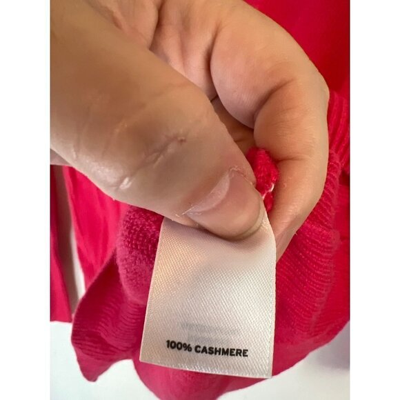Halogen Size Small 100% Cashmere Hot Pink V Neck Long Sleeve - Picture 4 of 5